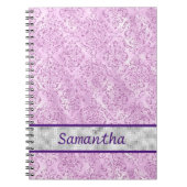 Lila Damask Silver Monogramm Notizblock (Vorderseite)