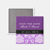Lila Damask Speichern des Datumsfensters Magnet (Vorderseite/Rückseite)