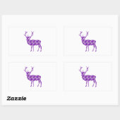 Lila Damask Stag Rechteckiger Aufkleber (Blatt)