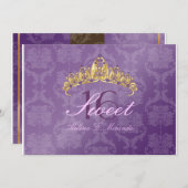 Lila Damask Sweet 16/ tiara/amethyst Einladungen (Vorne/Hinten)