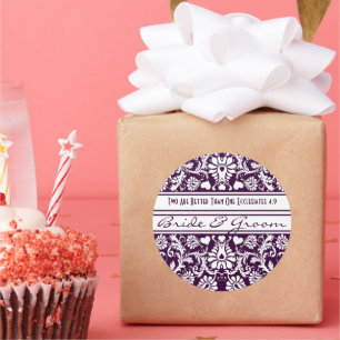 Lila Damask Vintage Gastgeschenke Hochzeiten Runder Aufkleber