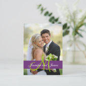 Lila Damask Wedding Foto Vielen Dank Postcard Postkarte (Stehend Vorderseite)