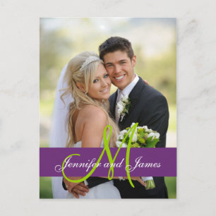 Lila Damask Wedding Foto Vielen Dank Postcard Postkarte