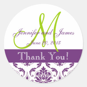Lila Damask Wedding Gefallen Sticker