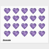 Lila Damask Wedding Heart Sticker (Blatt)