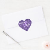 Lila Damask Wedding Heart Sticker (Umschlag)