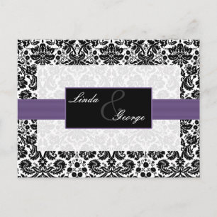lila Damask Wedding Rsvp-Karte Einladungspostkarte