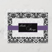 lila Damask Wedding Rsvp-Karte Einladungspostkarte (Vorne/Hinten)