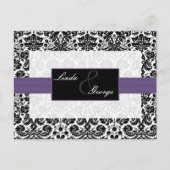 lila Damask Wedding Rsvp-Karte Einladungspostkarte (Vorderseite)
