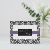 lila Damask Wedding Rsvp-Karte Einladungspostkarte (Stehend Vorderseite)