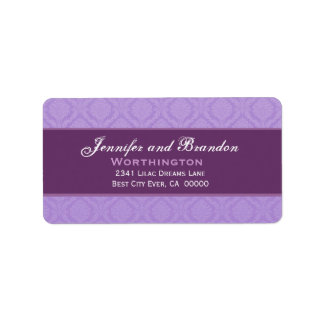 Lila Damask Wedding Set Adressaufkleber
