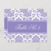 lila Damask Wedding Tischnummer (Vorne/Hinten)