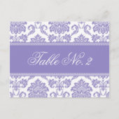 lila Damask Wedding Tischnummer (Vorderseite)