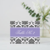 Lila Damask Wedding Tischnummer (Stehend Vorderseite)