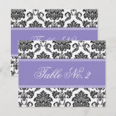 Lila Damask Wedding Tischnummer (Vorne/Hinten)