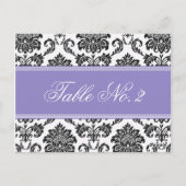 Lila Damask Wedding Tischnummer (Rückseite)
