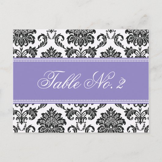 Lila Damask Wedding Tischnummer (Vorderseite)