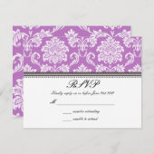 Lila Damask Wedding UAWG RSVP Karte (Vorne/Hinten)