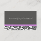 Lila Damask Wedding Website Visitenkarte Begleitkarte (Rückseite)
