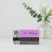 Lila Damask Wedding Website Visitenkarte Begleitkarte (Stehend Vorderseite)