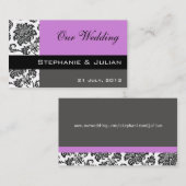 Lila Damask Wedding Website Visitenkarte Begleitkarte (Vorne/Hinten)