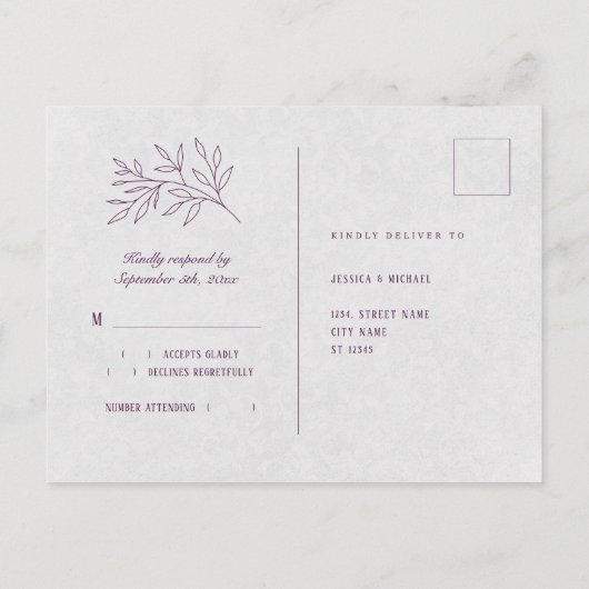 Lila Damaske Blätter Strecke Ascona-Locarno Postkarte (Rückseite)