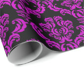 Lila Damasken auf schwarz Geschenkpapier (Rolleneckpunkt)