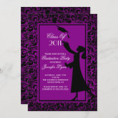 Lila Damaskus-Abschluss-Einladungsgrad Einladung (Vorne/Hinten)