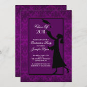 Lila Damaskus-Abschluss-Einladungsgrad Einladung (Vorne/Hinten)