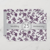 Lila Damaskus-Blume, 25. Hochzeitstag Einladung (Vorne/Hinten)