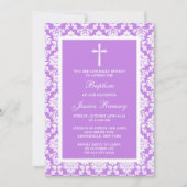 Lila Damaskus-Kreuztaufe oder -weihe Einladung (Vorderseite)