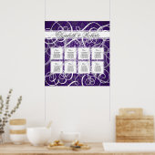 Lila Damaskus-Wirbel 8 Tabelle Sitzdiagramm Poster (Küche)