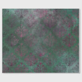 Lila Damast auf ausgeblendetem grünem Hintergrund Geschenkpapier (Flach)