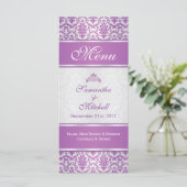 Lila Damast auf der Silberkarte Menükarte (Stehend Vorderseite)