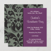 lila Damast Bachelorette Einladung (Vorne/Hinten)