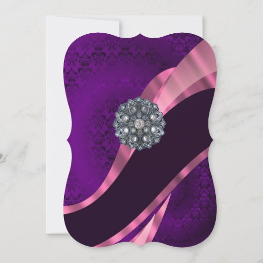 Lila Damast Einladung (Rückseite)