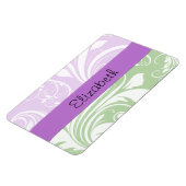 Lila Damast, grüner Damast, Ihr Name Magnet (Linke Seite)