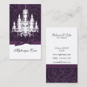 lila Damast Kronleuchter Chic Business Cards Visitenkarte (Vorne/Hinten)