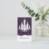 lila Damast Kronleuchter Chic Business Cards Visitenkarte (Stehend Vorderseite)