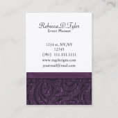 lila Damast Kronleuchter Chic Business Cards Visitenkarte (Rückseite)