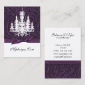 lila Damast Kronleuchter Chic Business Cards Visitenkarte (Vorne/Hinten)