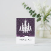 lila Damast Kronleuchter Chic Business Cards Visitenkarte (Stehend Vorderseite)