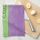 Lila Damast, Lila Streifen, Streifen, Ihr Name Küchentuch (Viertel Falte)