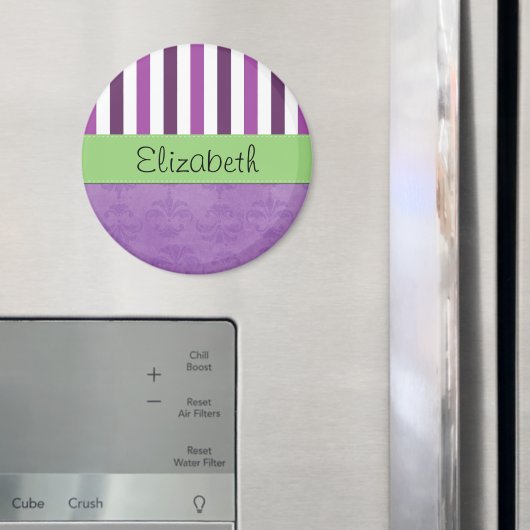 Lila Damast, Lila Streifen, Streifen, Ihr Name Magnet (In Situ (Kühlschrank))
