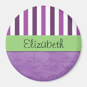 Lila Damast, Lila Streifen, Streifen, Ihr Name Magnet (Vorne)