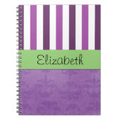 Lila Damast, Lila Streifen, Streifen, Ihr Name Notizblock (Vorderseite)