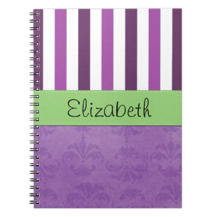 Lila Damast, Lila Streifen, Streifen, Ihr Name Notizblock