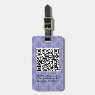 Lila Damast QR CODE kundenspezifischer Gepäckanhänger
