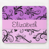 Lila Damast, rosa Damaske, Ihr Name Mousepad (Vorne)