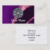 Lila Damast u. Kristall Visitenkarte (Vorne/Hinten)